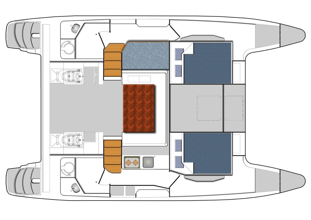 950 interior plan, 2 cabin © Seawind Catamarans